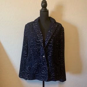 CAbi Navy Jacquard Blue Wool Jacket/ Blazer 14